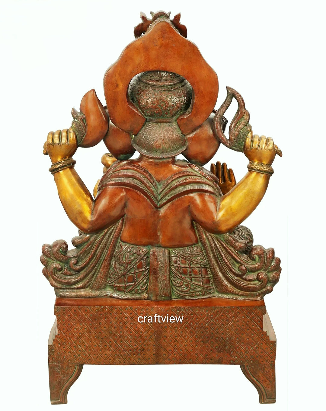 Brass Large Size Ganesha Statue Gold Copper Green Finished 33"