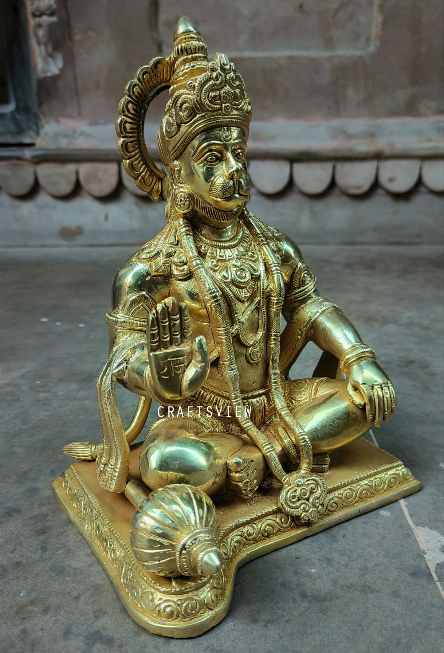 Brass Lord Hanuman Statue 9.3"