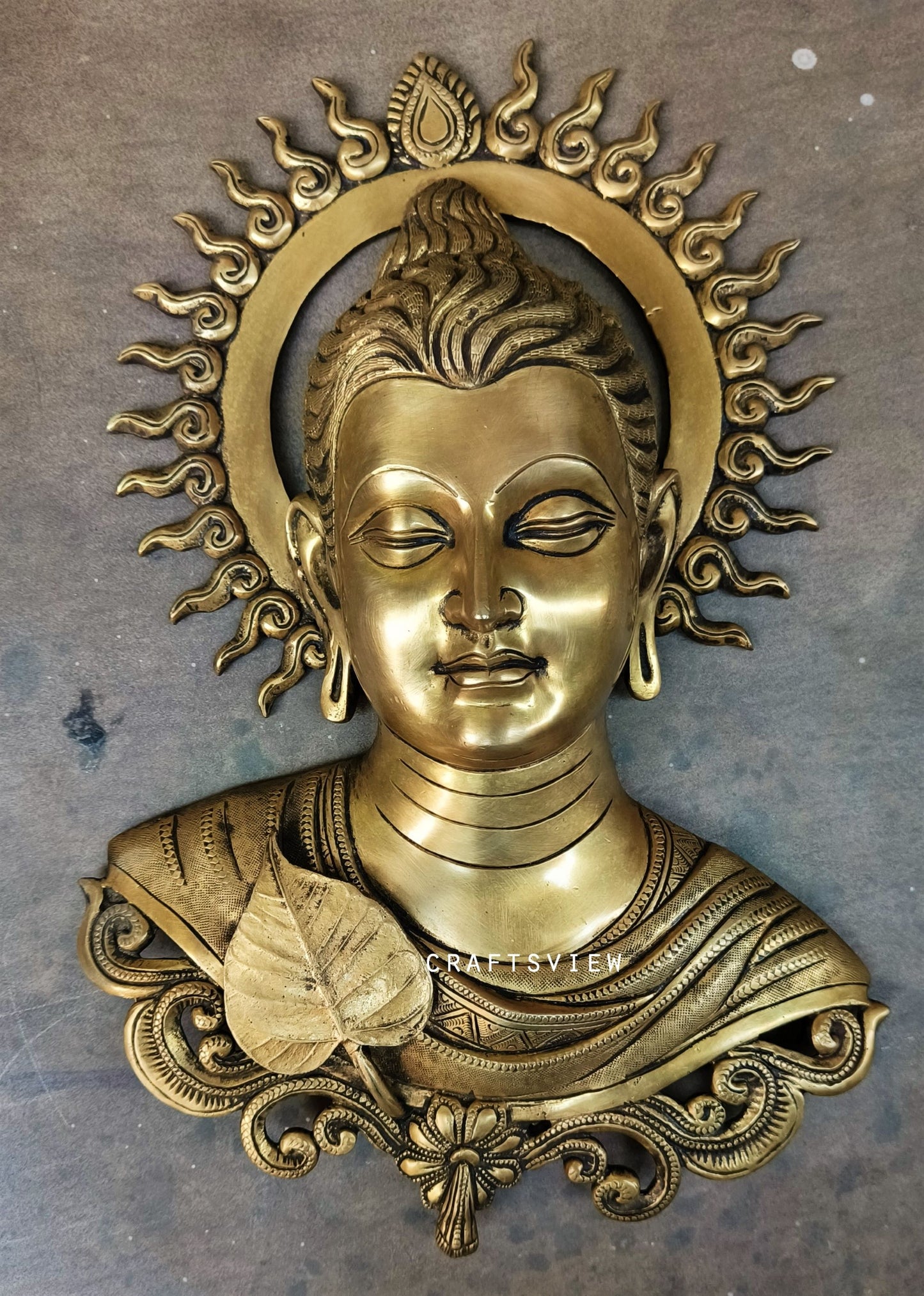 Brass Wall Hanging Buddha Mask Idol