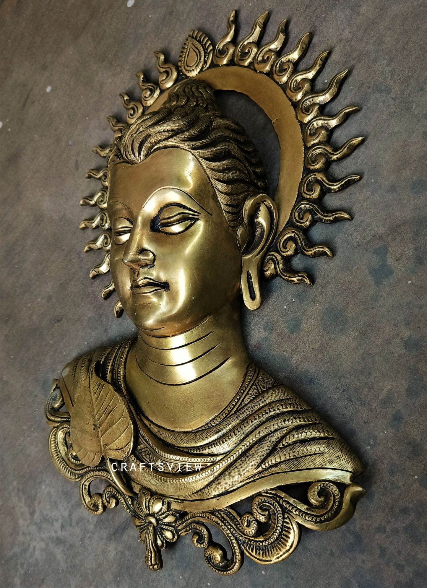 Brass Wall Hanging Buddha Mask Idol