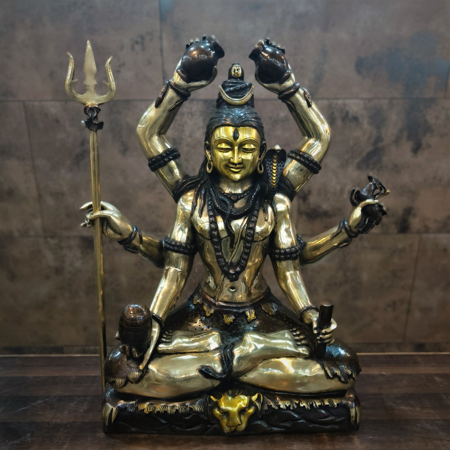 Brass Lord Shiva Sculpture Super Fine Handwork 30"