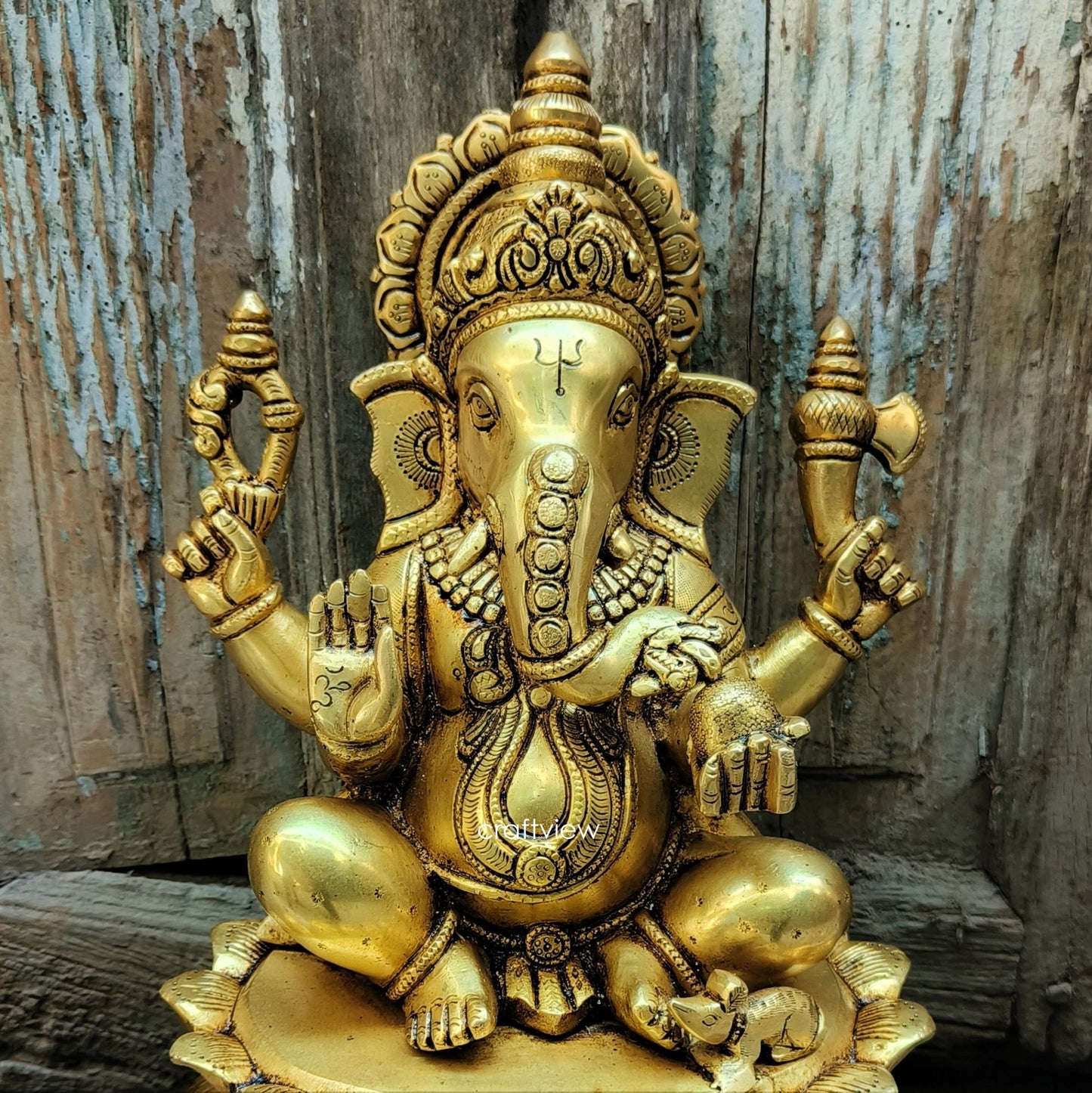 Brass Lord Ganesha Statue 11.5"