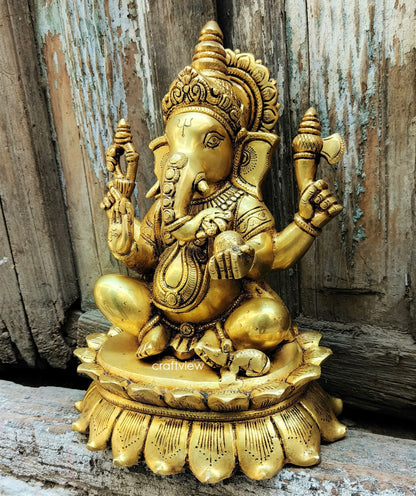 Brass Lord Ganesha Statue 11.5"