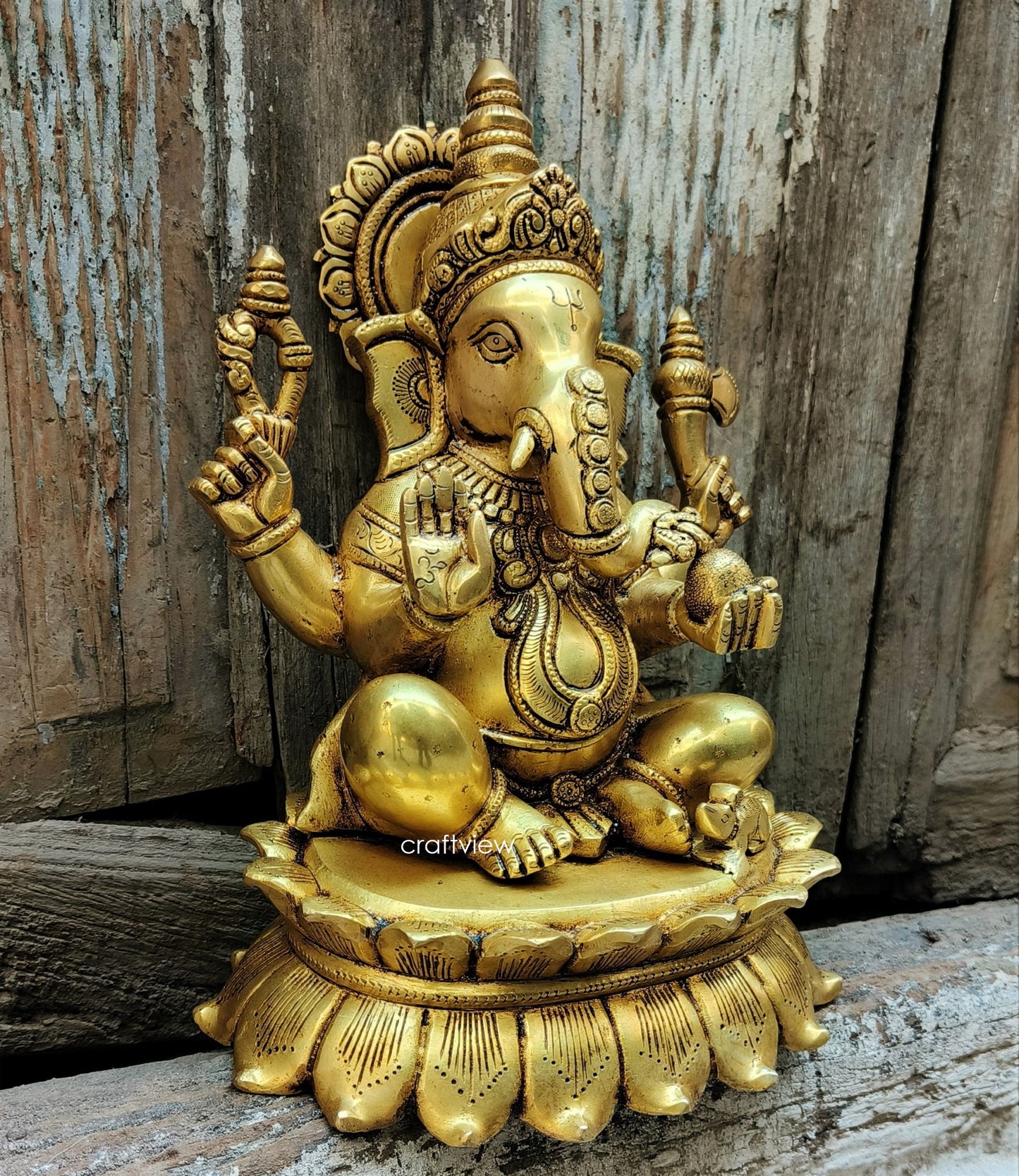 Brass Lord Ganesha Statue 11.5"