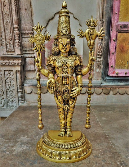 23" Brass Tirupati Balaji Venkateshwara Sculpture