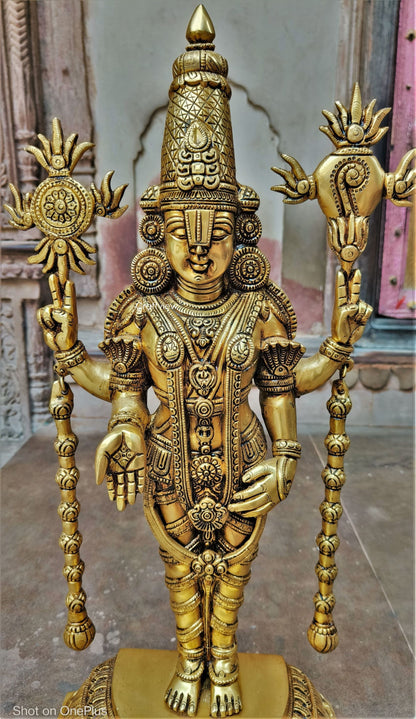 23" Brass Tirupati Balaji Venkateshwara Sculpture