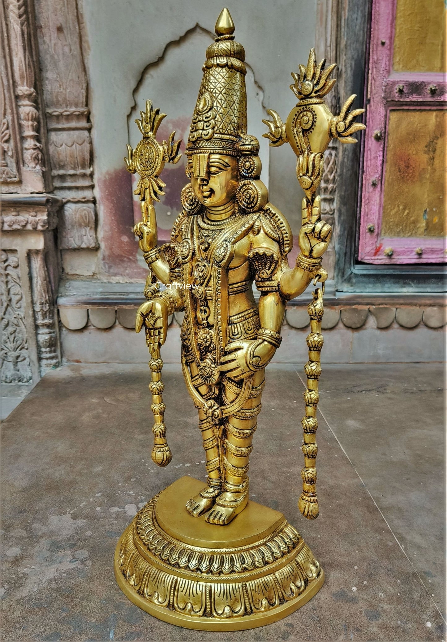 23" Brass Tirupati Balaji Venkateshwara Sculpture