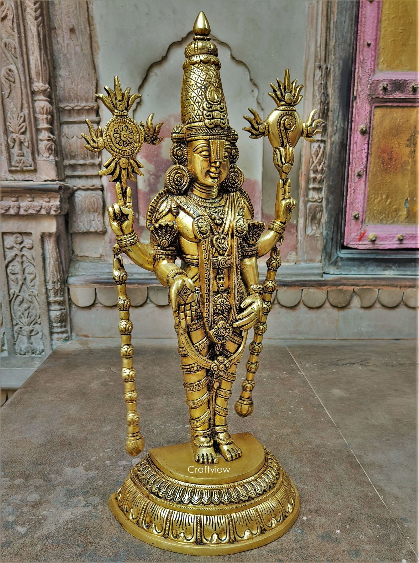 23" Brass Tirupati Balaji Venkateshwara Sculpture