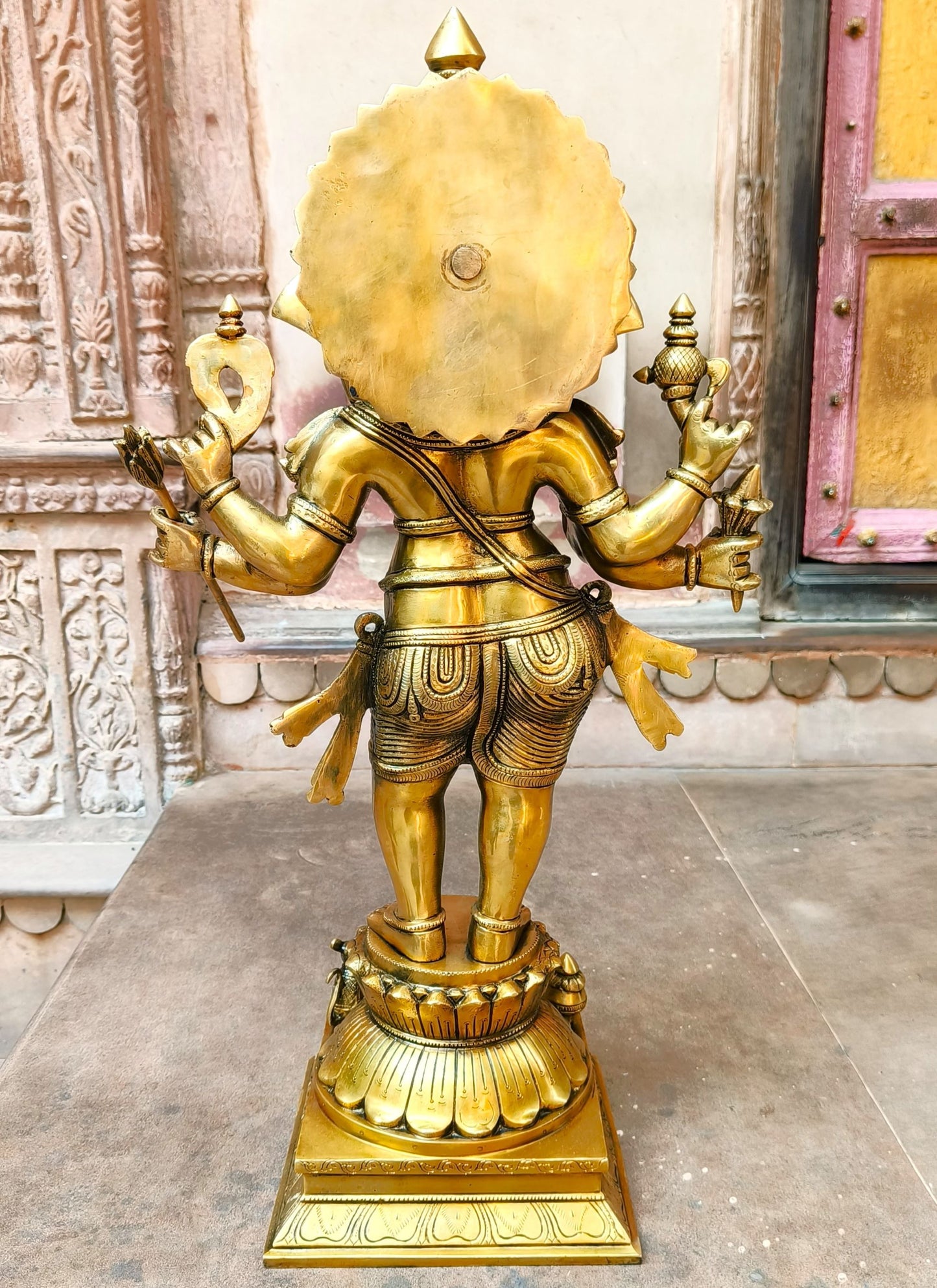 Brass Standing Six Hand Lord Ganesha Statue