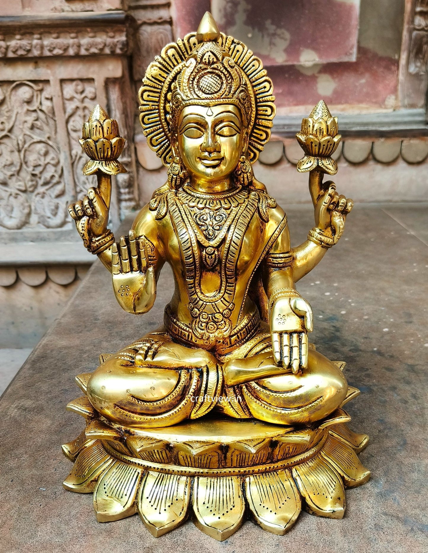 15" Brass Lakshmi Sculpture Super fine