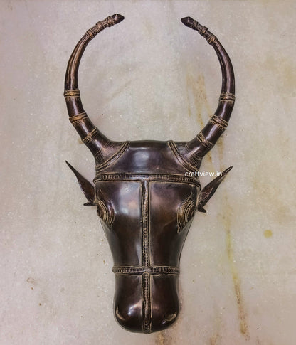 18" Brass Wall Hanging Bull Mask