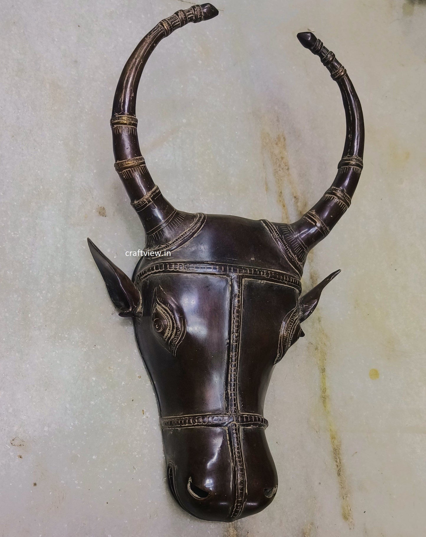 18" Brass Wall Hanging Bull Mask