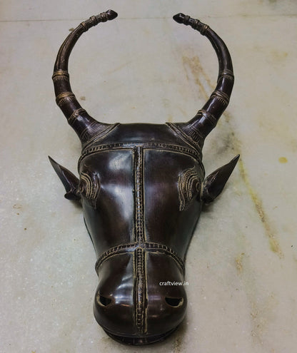 18" Brass Wall Hanging Bull Mask