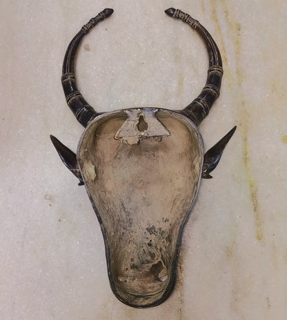 18" Brass Wall Hanging Bull Mask