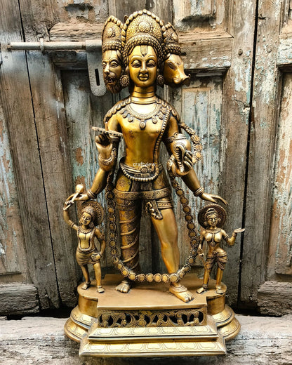 Exquisite Handcrafted Three-Headed Lord Vishnu Statue