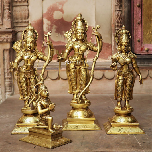 Ramdarbar Sculpture Ram Sita Laxman & Hanuman Statues 22" craftsview