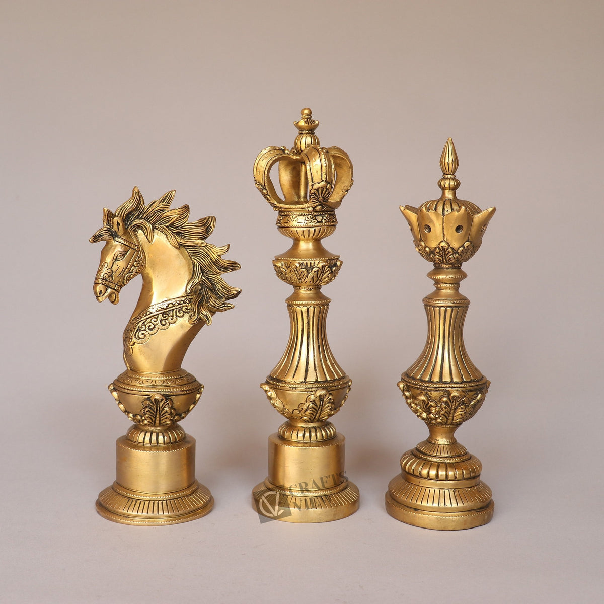 Brass Royal Elegance Chess Piece Finials – Knight, King & Bishop
