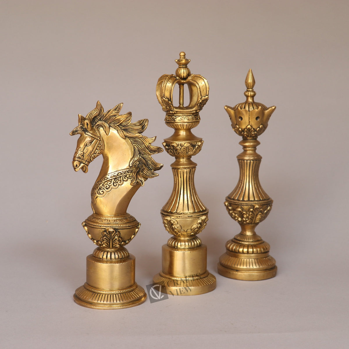 Brass Royal Elegance Chess Piece Finials – Knight, King & Bishop