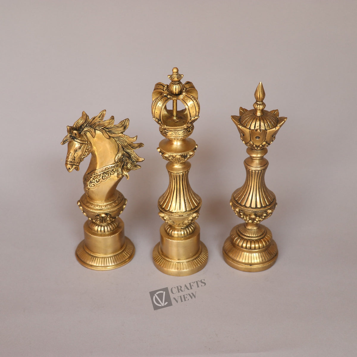 Brass Royal Elegance Chess Piece Finials – Knight, King & Bishop