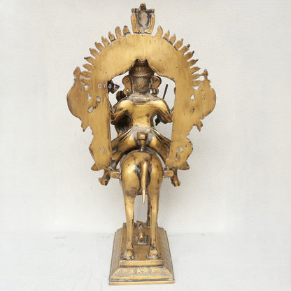 Divine Grace in Brass: Vintage Khandoba Figurine for Home Decoration