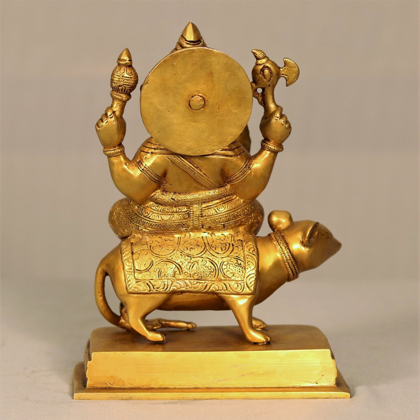 Brass Lord Ganesha Statue Sited On Musak 10"