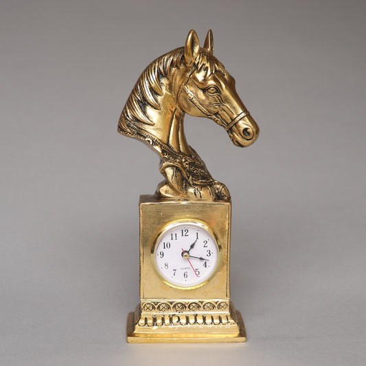 Galloping Through Brass Clock Tabletop Décor