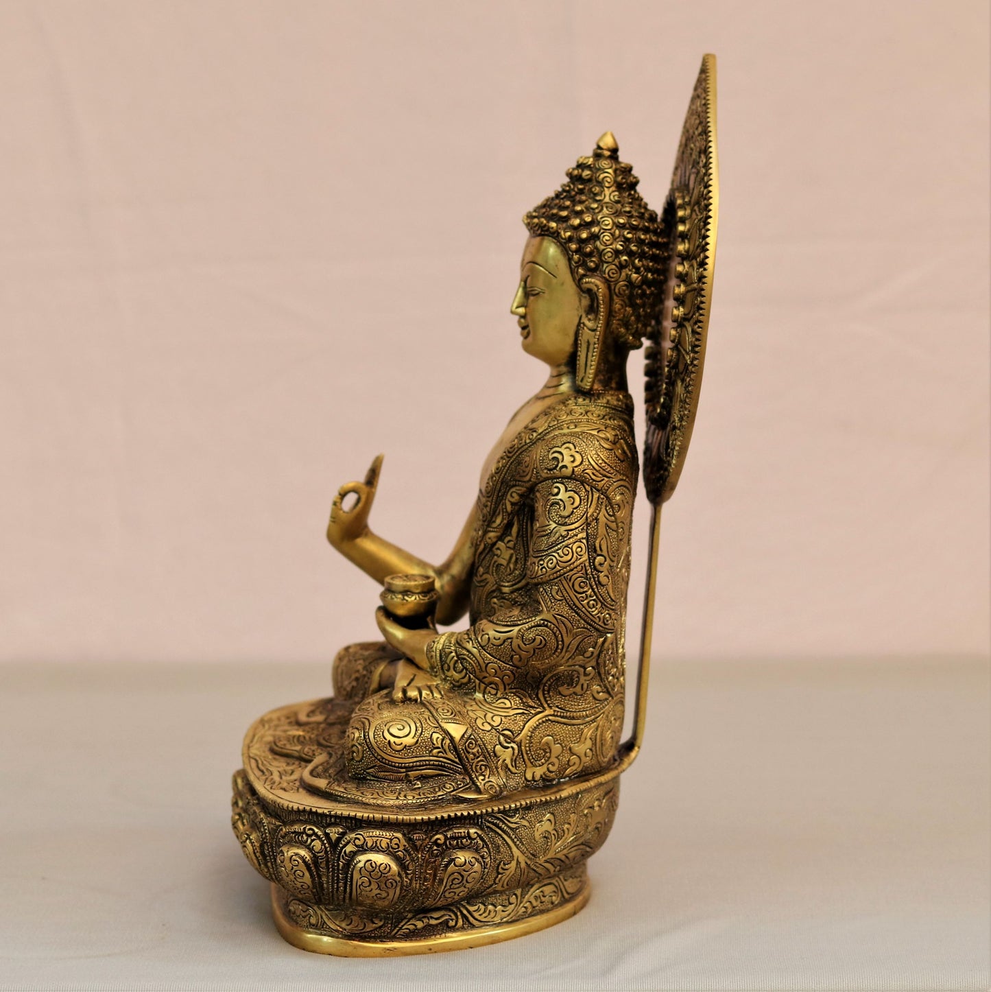 12" Beautiful Brass Buddha Blessing Statue