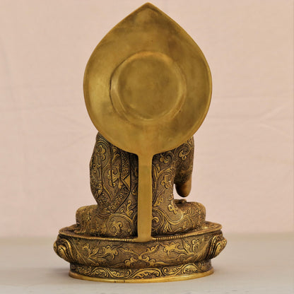 12" Beautiful Brass Buddha Blessing Statue