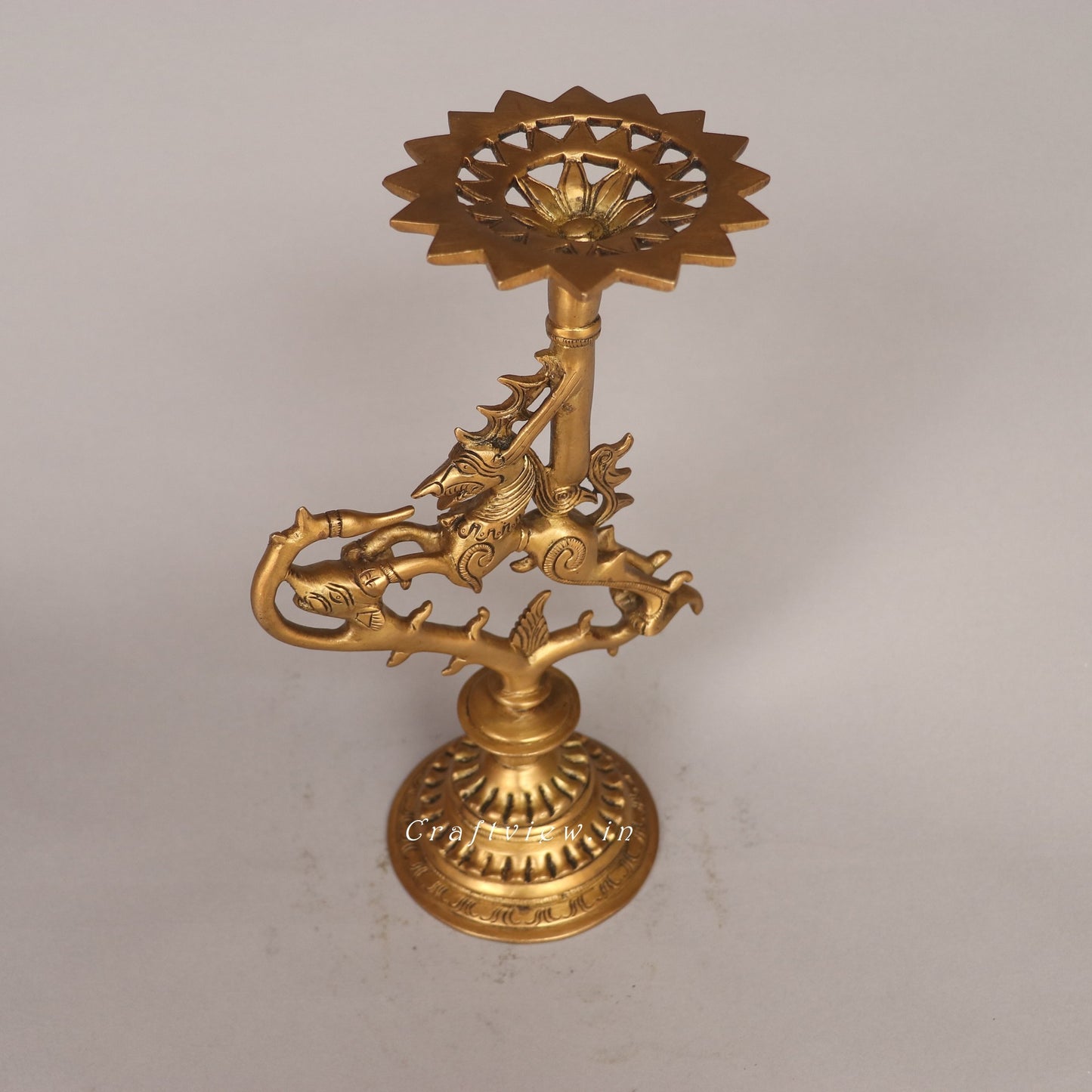 Brass Vyala Offering Candle Stand