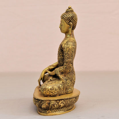 Brass Buddha Blessing Statue 10"