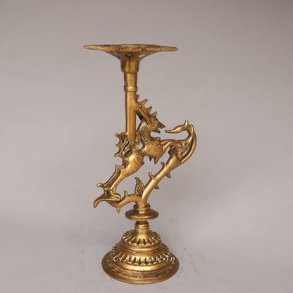 Brass Vyala Offering Candle Stand