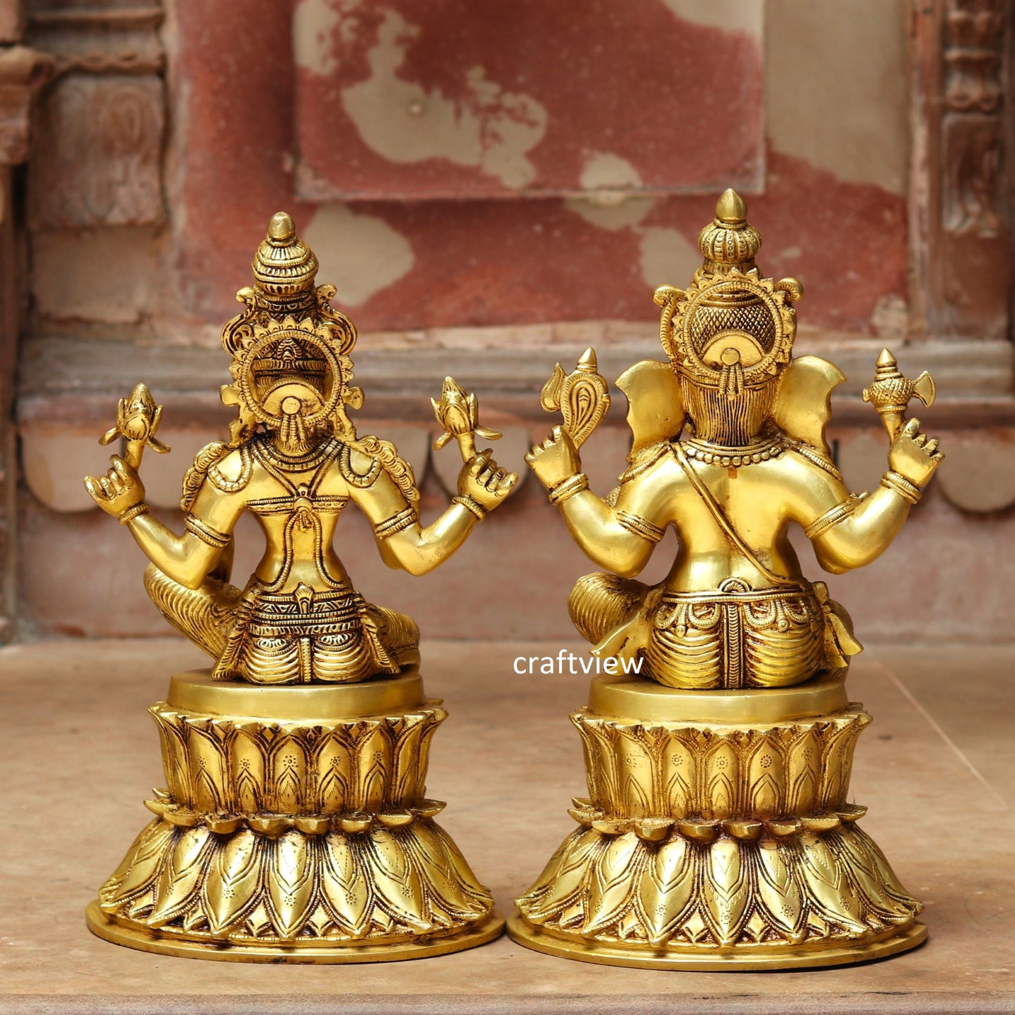 Beautiful Brass Lakshmi Ganesh Statues Fine Quality