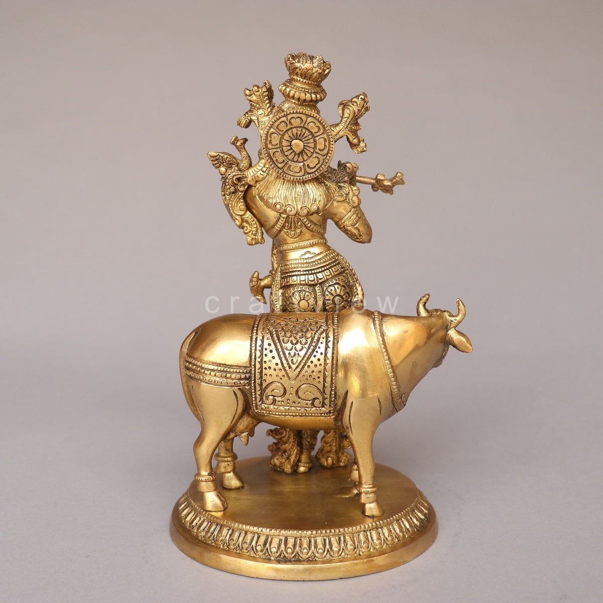 Brass Lord Cow Krishna Idol
