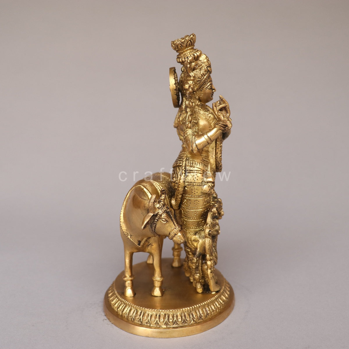 Brass Lord Cow Krishna Idol