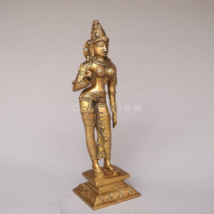 Brass Standing Goddess Parvati Idol
