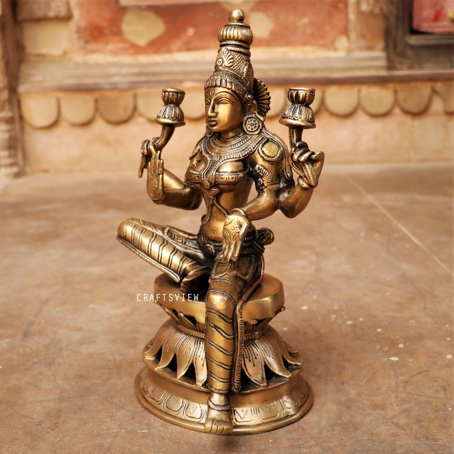 Brass Devi Lakshmi Statue 12"