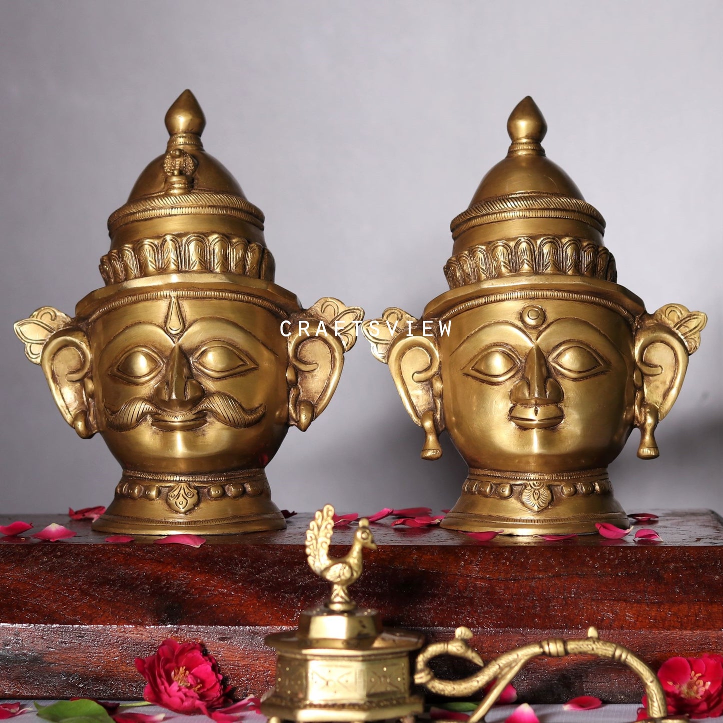 Brass Shiva Gauri Mask Decorative