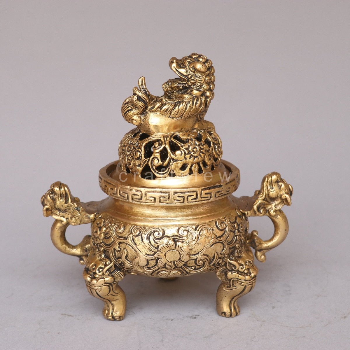 Brass Dragón Pot Incense Burner Figurine