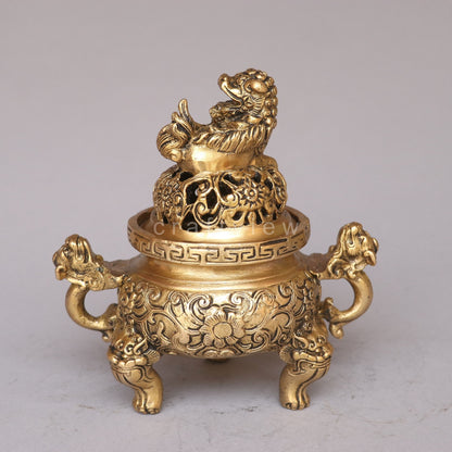 Brass Dragón Pot Incense Burner Figurine