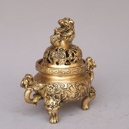 Brass Dragón Pot Incense Burner Figurine