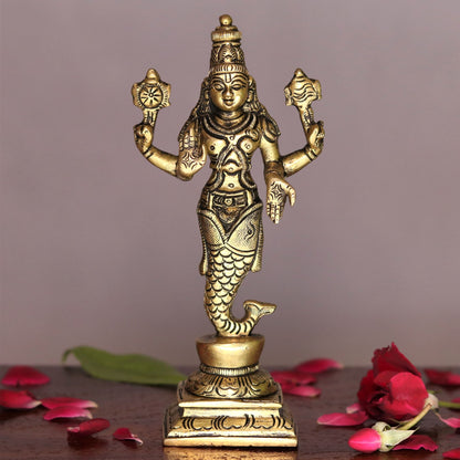 Lord Vishnu Dash Avtaar brass statues 6"