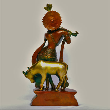 Brass Krishna Statue 14"