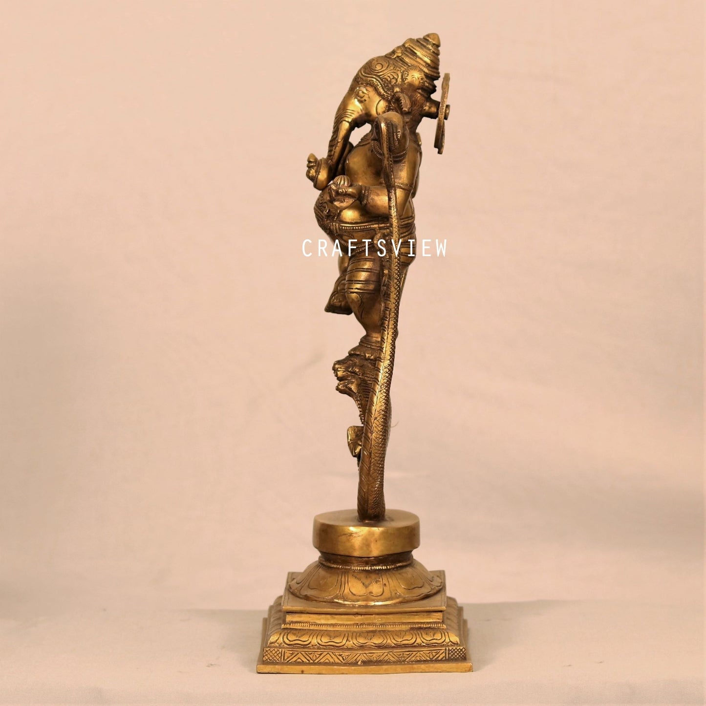 Brass Nirtiya Ganesh With Sheshnaag.