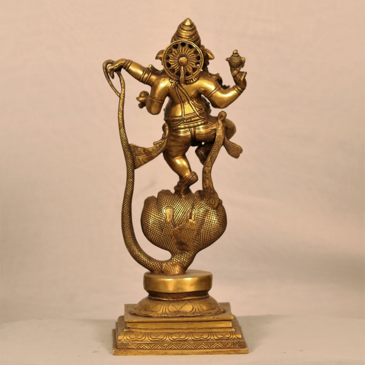 Brass Nirtiya Ganesh With Sheshnaag.