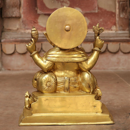 Brass Ganesha Statue Golden Finished 13"