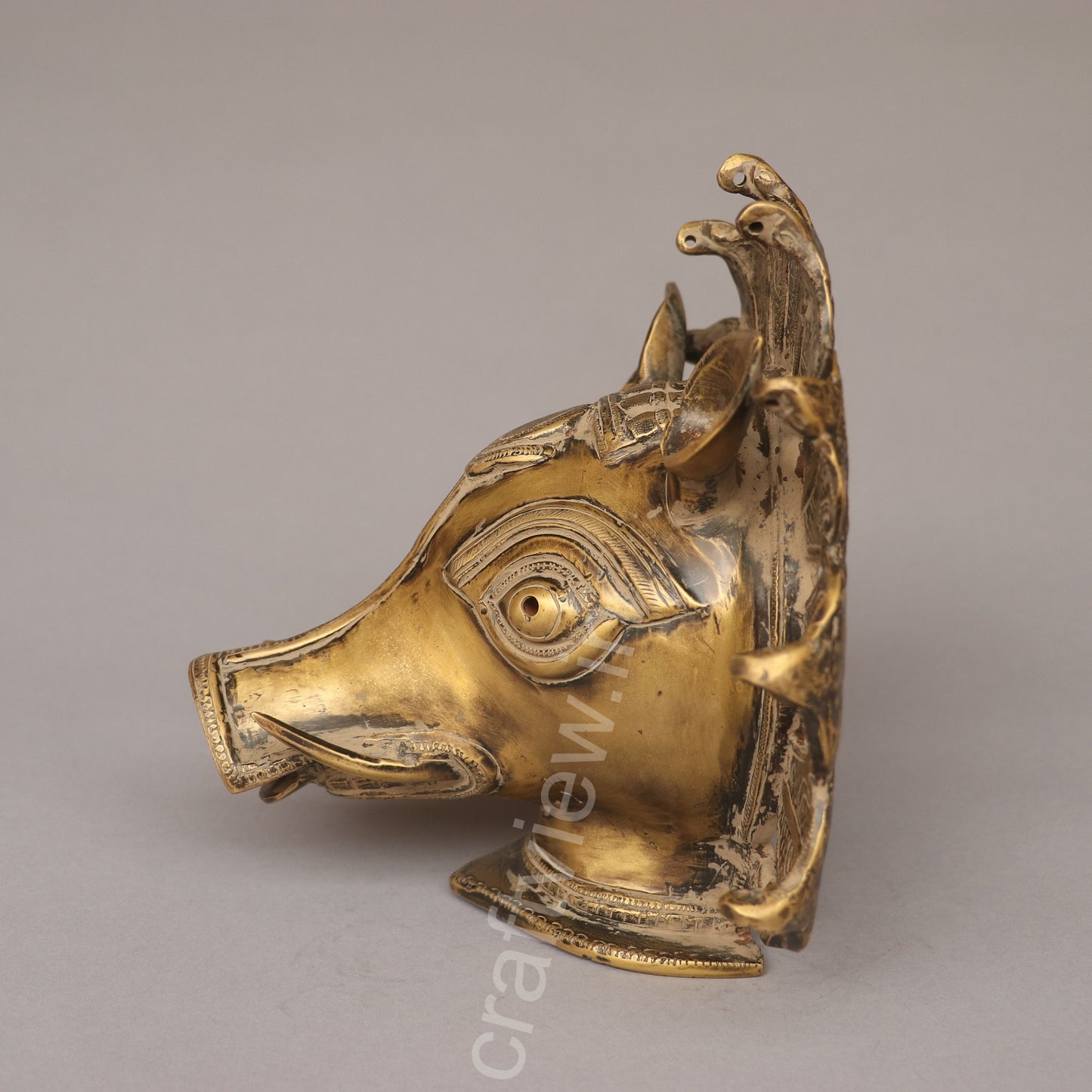 Brass Varaha Mask for Timeless Wall Decoration