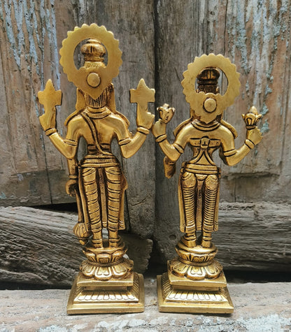 8" Lakshmi Vishnu Chola Statues.