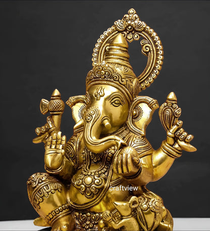 14" Brass Lord Ganesha Sculpture