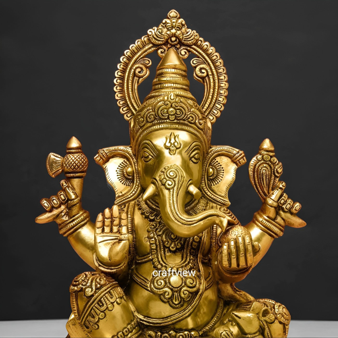 14" Brass Lord Ganesha Sculpture