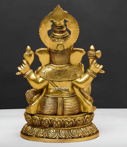 15" Brass Lord Ganesha Sculpture